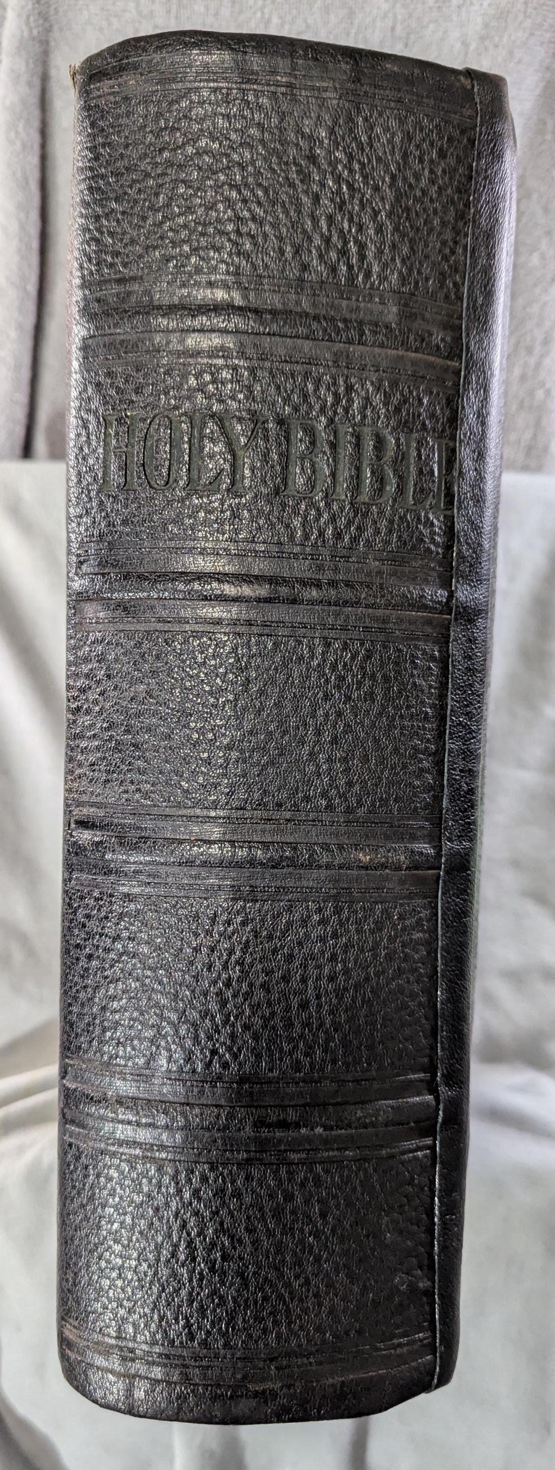 Rare Antique Holman Holy Bible, Illustrated Leather Cover, ca 1900