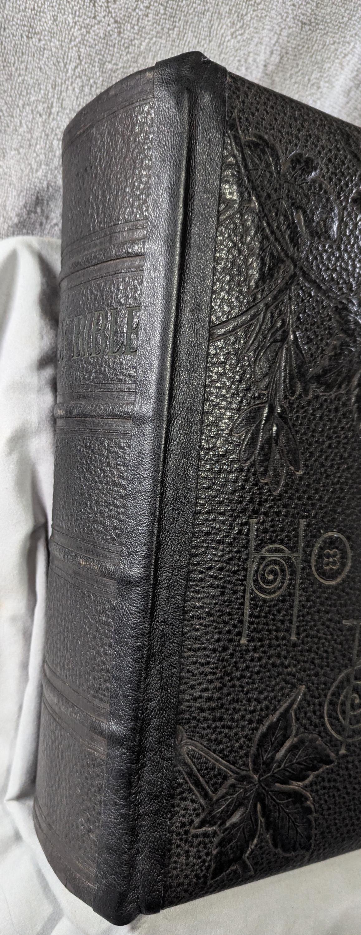 Rare Antique Holman Holy Bible, Illustrated Leather Cover, ca 1900
