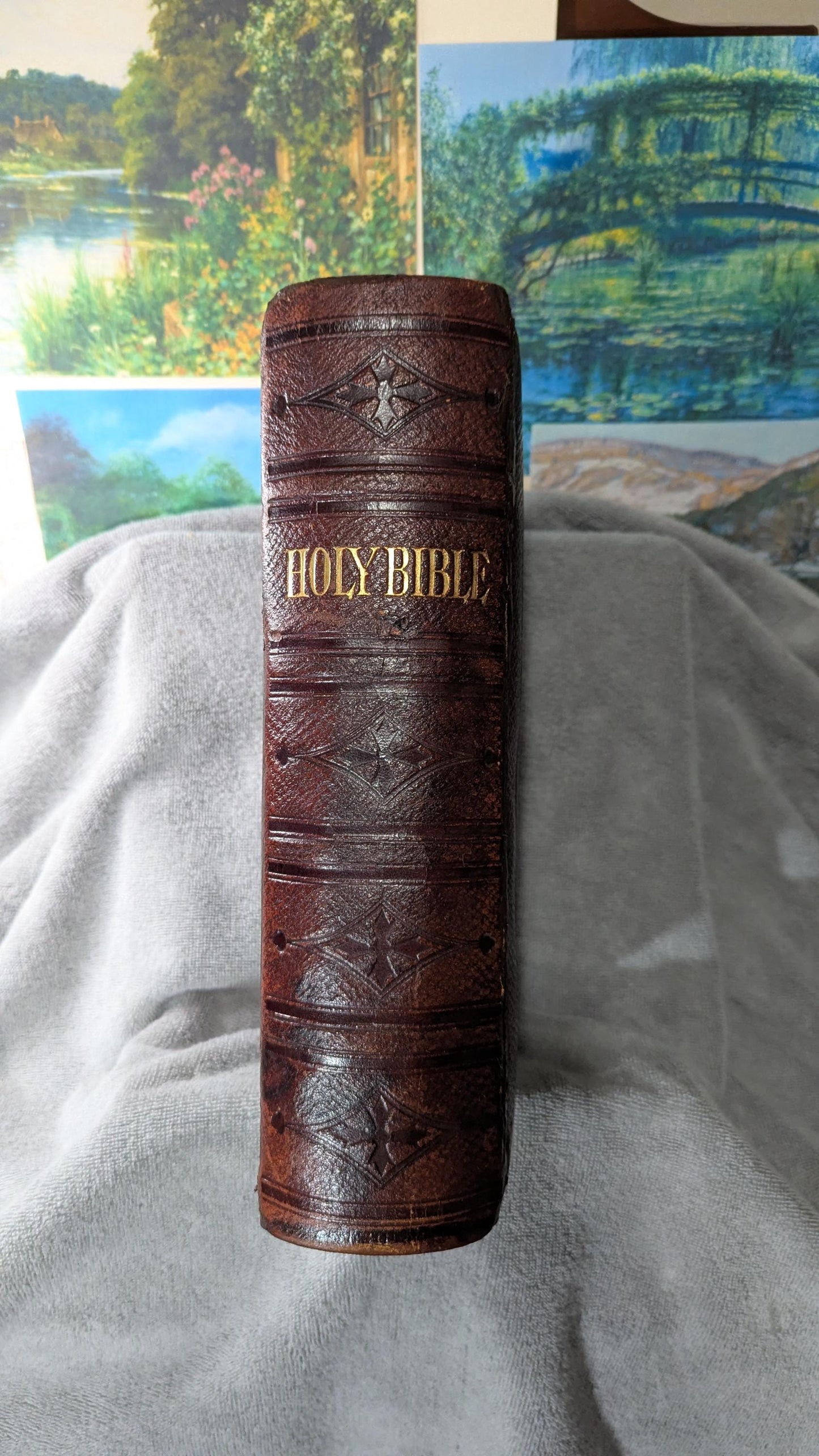 Antique Holy Bible Holman Edition ca 1888 Large Embossed Leather Cover King James