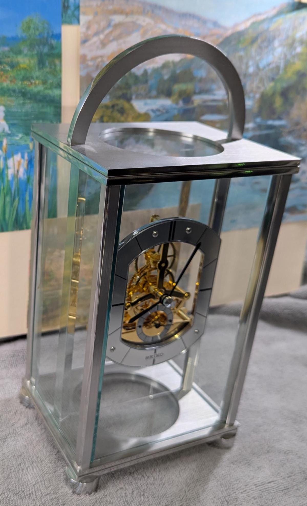 Vintage Seiko Quartz Skeleton Desk Mantel Clock Model QHG034SLH - Working 1980s Clear Display