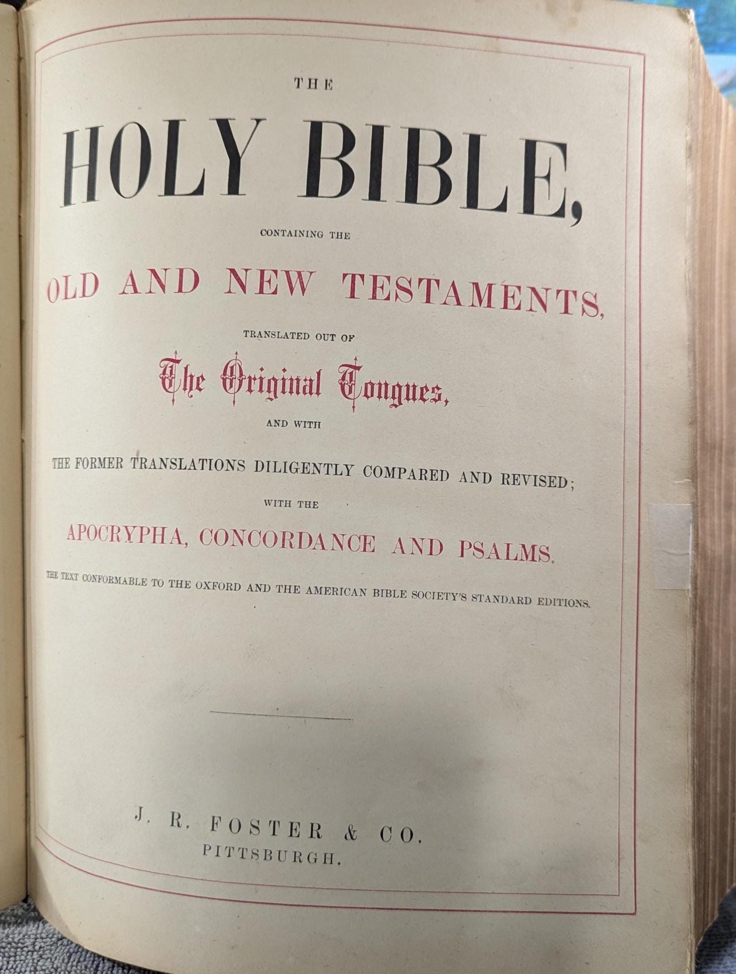 Rare Antique ca1872 Large Leather Holy Bible Clasped Illustrated Gold Leaf Embossed