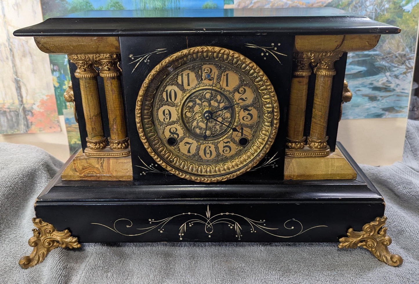 Seth Thomas Mantel Clock Chiming 1800s Updated Modern Movement Antique Style & Decor