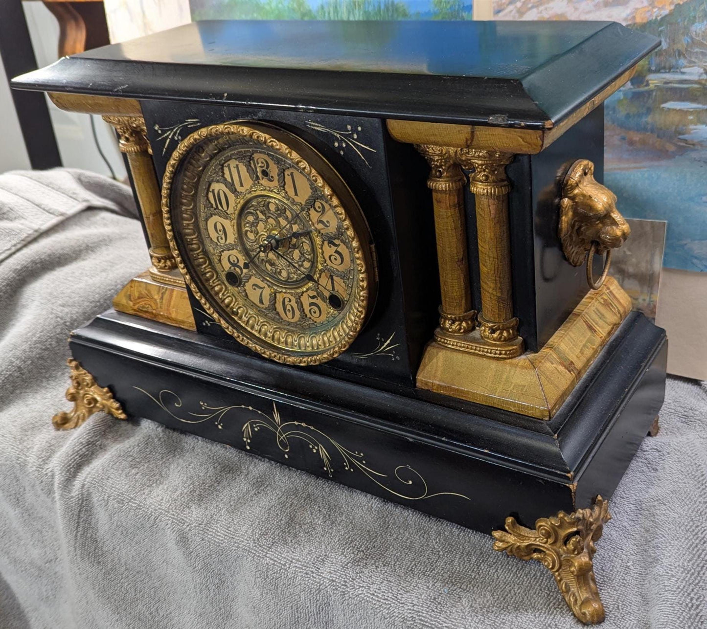 Seth Thomas Mantel Clock Chiming 1800s Updated Modern Movement Antique Style & Decor