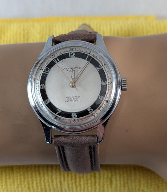 1960s Atlantic Super Swiss Men's Watch Retro Style New Band Manual Wind