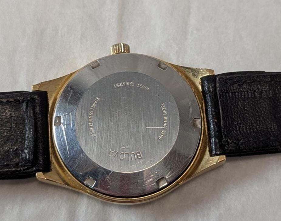 1977 Bulova Set-a-Matic Automatic Man's Swiss Watch Retro 70s Gold Tone Style
