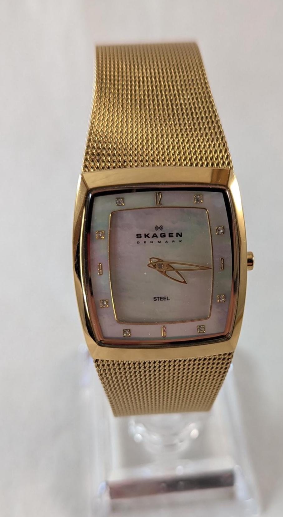 Skagen Analog Steel Ladies Watch Mother of Pearl Crystal Dial Working New Battery