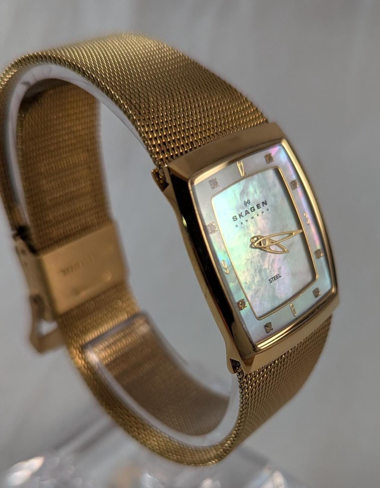 Skagen Analog Steel Ladies Watch Mother of Pearl Crystal Dial Working New Battery