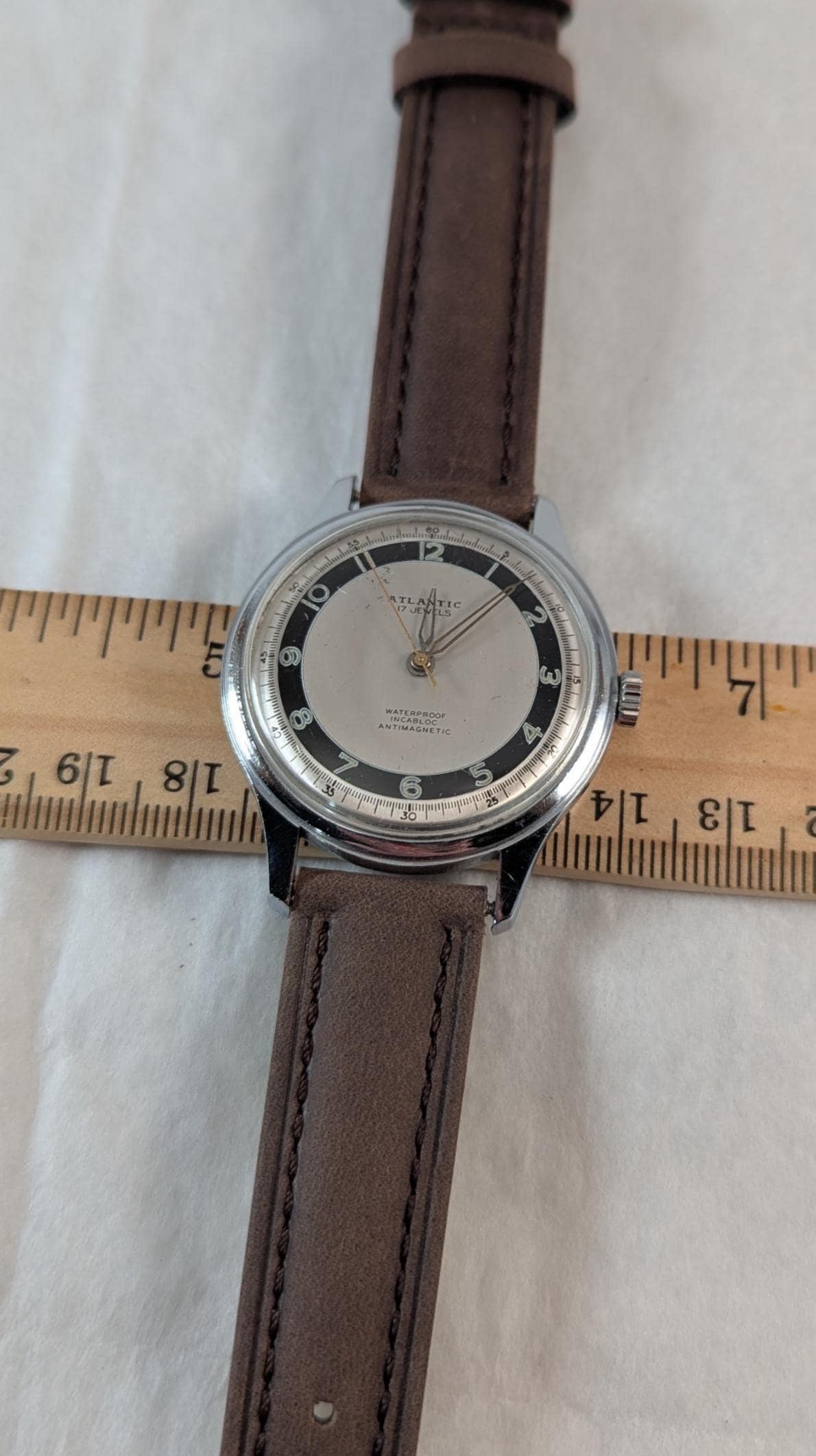 1960s Atlantic Super Swiss Men's Watch Retro Style New Band Manual Wind